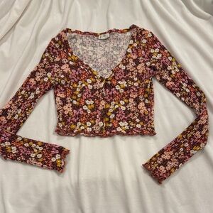 NEW | Billabong Floral Long Sleeve Button-down Crop Top